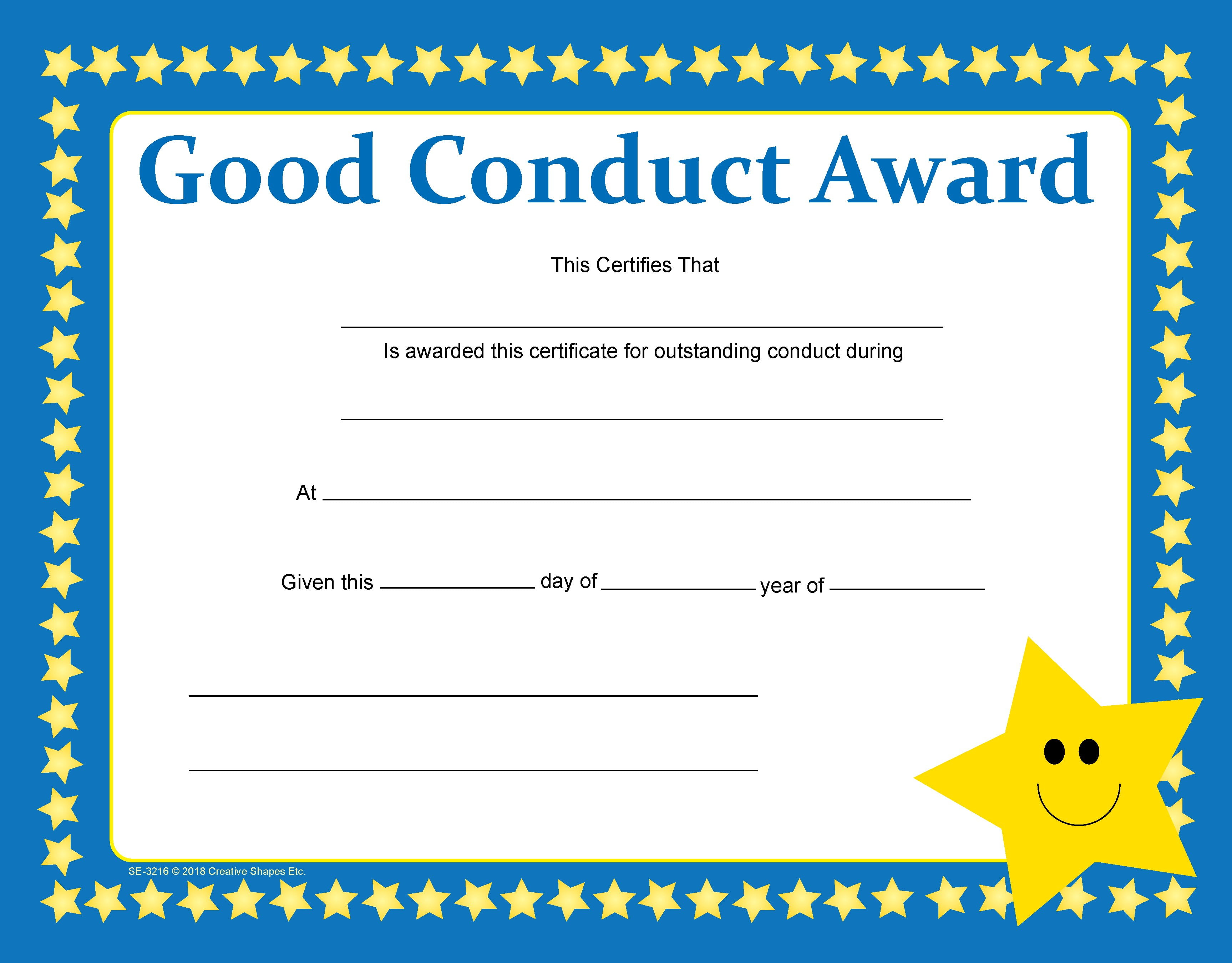 Recognition Certificate - Good Conduct