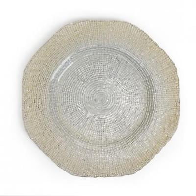 Metal Mosaic Plates - Silver Mosaic Glass Charger Plate 4/pack