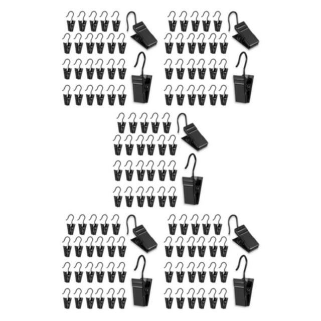 ZheElen 25x Clips de Rideaux Noirs Faciles à Installer Crochets pour Accrocher des Rideaux Pratiques Usages Multiples Métal 5Ensemble