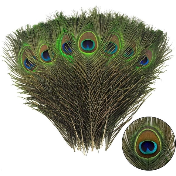 YOPTOP 36Pcs Peacock Feather Natural in Bulk 10-12 inch 25-30cm For Craft Vase Wedding Home Party Christmas Day,12