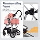 thumbnail image 4 of Hagaday Baby Stroller, 2-in-1 Reversible Stroller with Bassinet Mode, Foldable Infant Stroller with Canopy, One Button Brake, Adjustable Handle, Newborn Stroller (Pink), 4 of 5