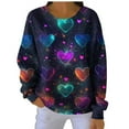 thumbnail image 2 of Craaazy Valentine's Athletic Shirts for Women Love Heart Colorful Print Loose Tops Gifts, 2 of 6