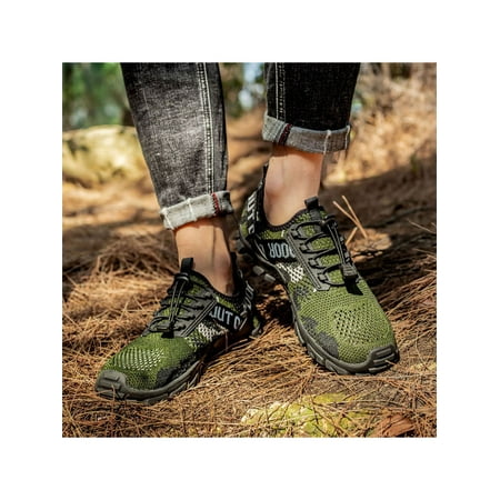 

MAWCLOS Men Wading Shoe Breathable Hiking Shoes Camouflage Trekking Sneakers Mens Trainers Swimming Comfort Low Top Casual Sneaker Green 8