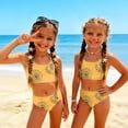 thumbnail image 2 of CCRFTGI Girls Swimsuit Size 7 2 Piece Set Swimming Girls Bathing Suit Beach Holiday Floral Print Bikini Set Cute Summer Girls Fashion Swimsuits Swimwear Earthy Yellow 9-10 Years, 2 of 9