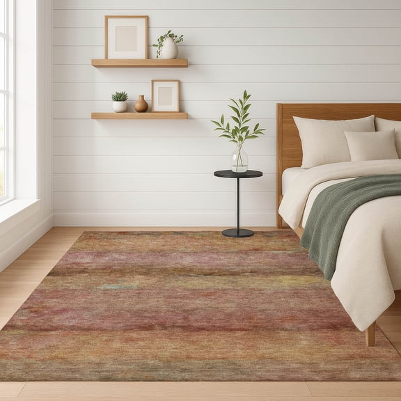Addison Rugs Mayfield Premium Machine Washable Transitional Stripes Terracotta Rectangle Rug, 10' x 14'