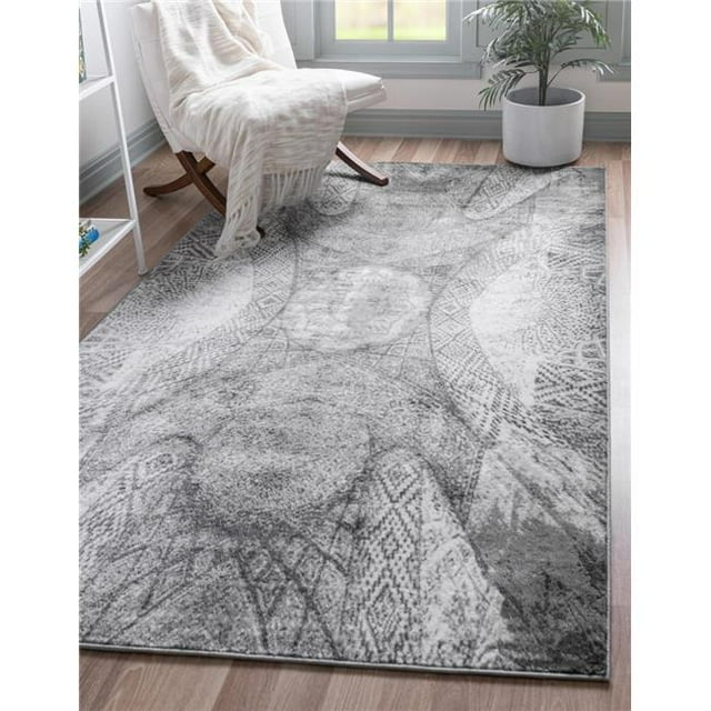 Unique Loom 3141593 8 x 11 Pi Albert Sofia Tapis Rectangulaire&44; Gris Foncé