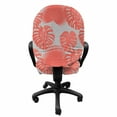 thumbnail image 3 of Tropical Office Chair Slipcover, Print of Big Monstera Leaves Hawaiian Summer Plantation Exotic Feels, Protective Stretch Decorative Fabric Cover, Standard Size, Pale Grey and Salmon, by Ambesonne, 3 of 5