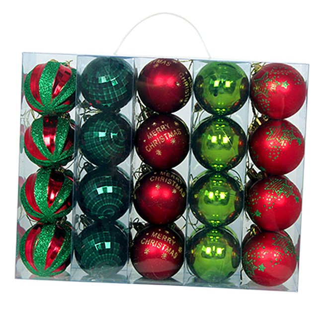 40 adornos navideños colgantes de bolas con orificio para colgar, reutilizables, para el árbol de Navidad. Estilo D