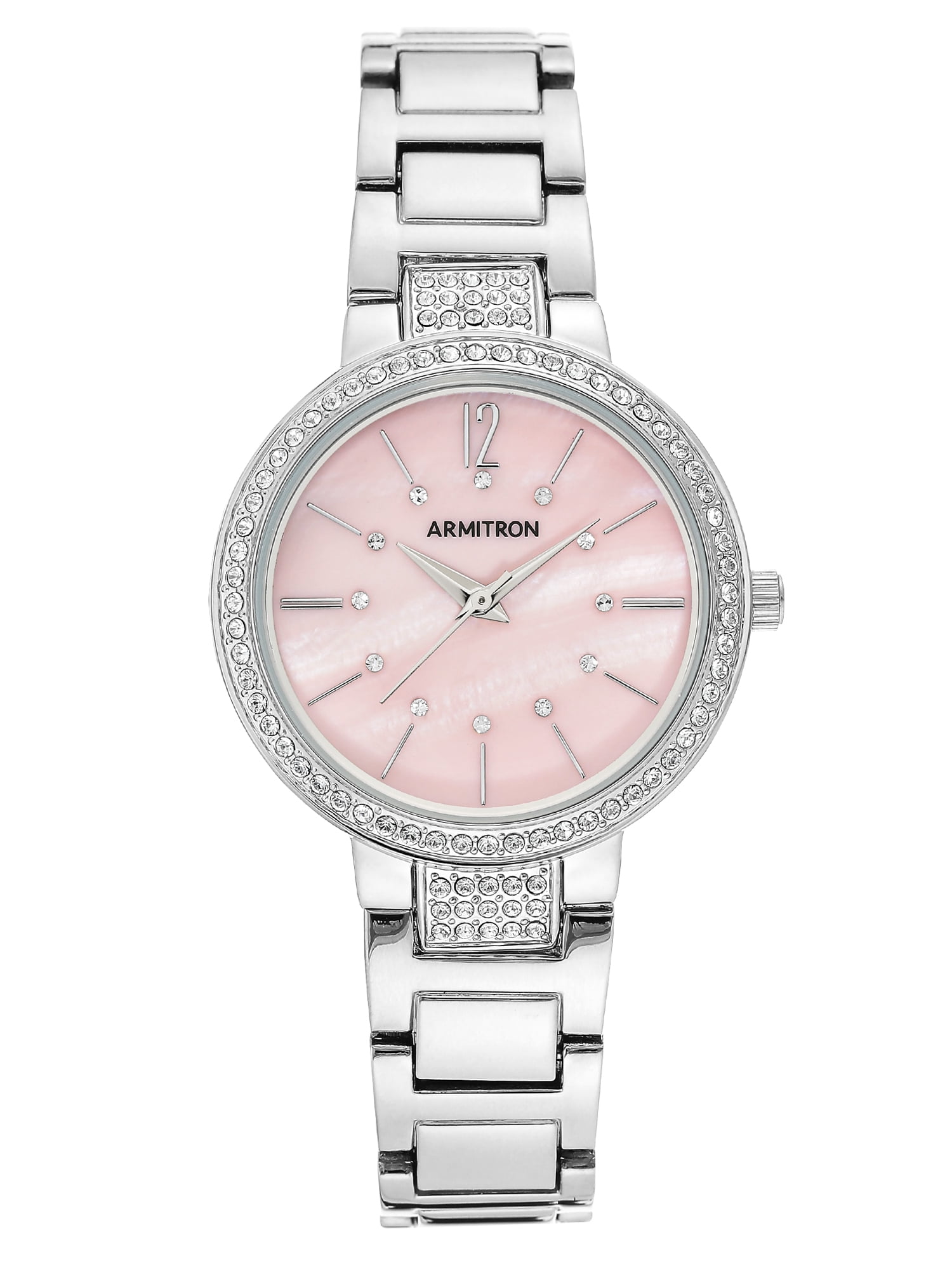 Armitron Women's SilverTone and Pink Genuine Crystal Bracelet Watch
