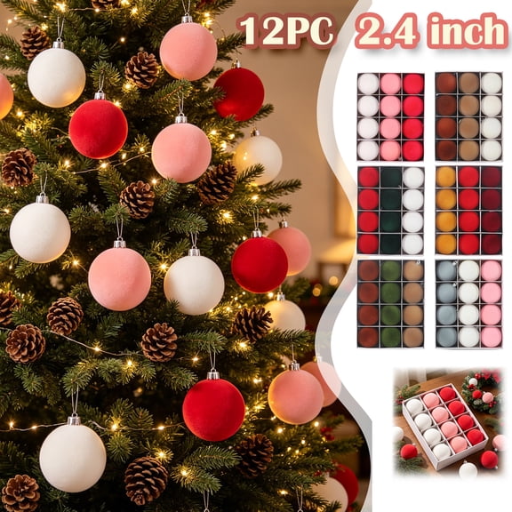 Suncoda 12pcs Christmas Ball Ornaments Set, Shatterproof Christmas Tree Decorations, Xmas Decorations Hanging Balls for Xmas Tree, Home Party, Holiday