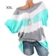 thumbnail image 1 of Camiseta de mujer Blusa con estampado de rayas en la parte superior de manga corta con un hombro, Verde, XXL Inevent AP001847-05, 1 of 5