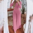 thumbnail image 2 of Womens Solid Ribbed 2 Piece Outfits ong Sleeve Crop Top with High Waist Wide Leg Pant Suits Pajamas Sets Loungewear, 2 of 7