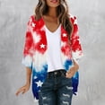 thumbnail image 5 of Gamivast 4Th of July Cardigan for Women Flag Print V Neck 3/4 Sleeve Open Front Loose Fit Summer Tops Lightweight Kimono Cardigan 3/4 Sleeve Vacation Wear outfits, 5 of 6