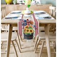 thumbnail image 2 of Chemins de Table en Coton et Lin Gnomes Patriotiques du 4 Juillet Drapeau Américain Rustique Décorations de Mise de Table en Bois Carreaux Rouges Blancs Étoiles Bleues pour Fêtes de Vacances Cuisine Maison Salle à Manger 18x72 Pouces de Long, 2 of 7