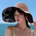 thumbnail image 2 of SikaFu New AntiUV Beach Hat Women Large Wide Brim Sun Hat Ladies Straw Beach Cap Large Bow Band Wire Summer Hats for Women, 2 of 6