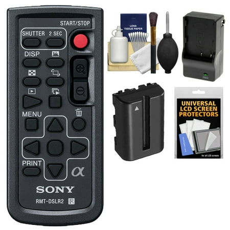 Sony RMT-DSLR2 Wireless Remote Shutter Controller with NP-FM500H Battery & Charger + Cleaning & Accessory Kit for Alpha A33, A55, A57, A65, A77, A99, NEX-5/5N/5R, NEX-6, NEX-7