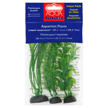 Plant In Black Fish Bowl - Aqua Culture Aquarium Plants with Ceramic Base Value Pack, 3 Count