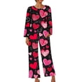 thumbnail image 4 of Rciityk Pajama Sets for Women 2 Piece - Valentines Day Pajamas Women - Ladies Pajamas Sets Long Sleeve Round Neck Top and Pants Lounges Pjs Sets, 4 of 6