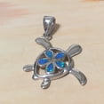 thumbnail image 4 of Beautiful Hawaiian Blue Opal Plumeria Sea Turtle Necklace, Sterling Silver Opal Plumeria Turtle Pendant, N6159 Birthday Valentine Mom Gift, 4 of 9