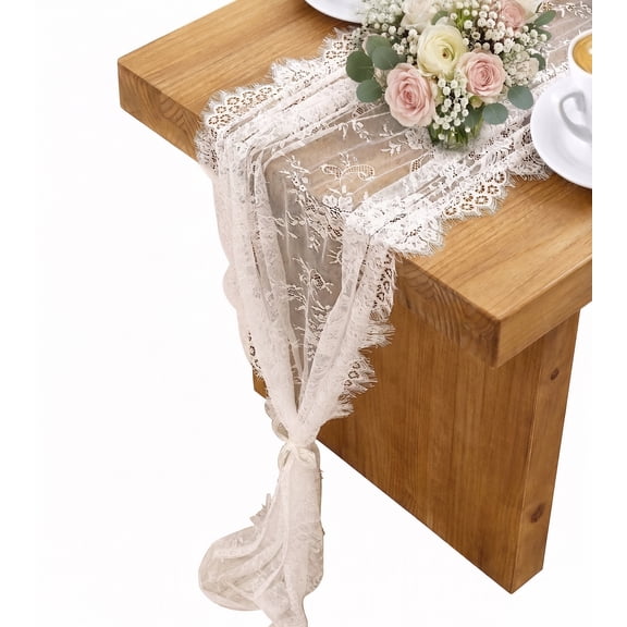 3 Pack White Lace Table Runner 120" Long: Vintage Embroidered Boho Runner for Wedding Reception, Bridal Shower, Party & Rustic Table Decorations