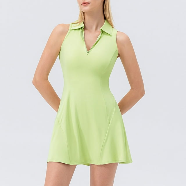 FcBaudy Robes pour Femmes, Robes d'Été pour Femmes, Jupe de Tennis à Revers, Taille Sèche Respirante, Contraste de Couleur, Robe de Sport Décontractée