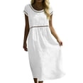 thumbnail image 2 of Women's Linen V-Neck Short-Sleeve Casual Summer Dress, 2 of 9