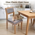 thumbnail image 2 of Pcs Plastic Dining Chair Covers, 22 x 17 x 4" Waterproof Clear PVC Seat Covers, Scratch-resistant Seat Protectors with Sticker Fastener Straps, Fits Most 21"- 23" Chairs, 2 of 5