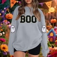 thumbnail image 2 of CONZONE Halloween Womens Sweatshirts Letter Ghost Graphic Oversized Sweatshirt for Women Spooky Season Fall Winter Pullover Tops, 2 of 5