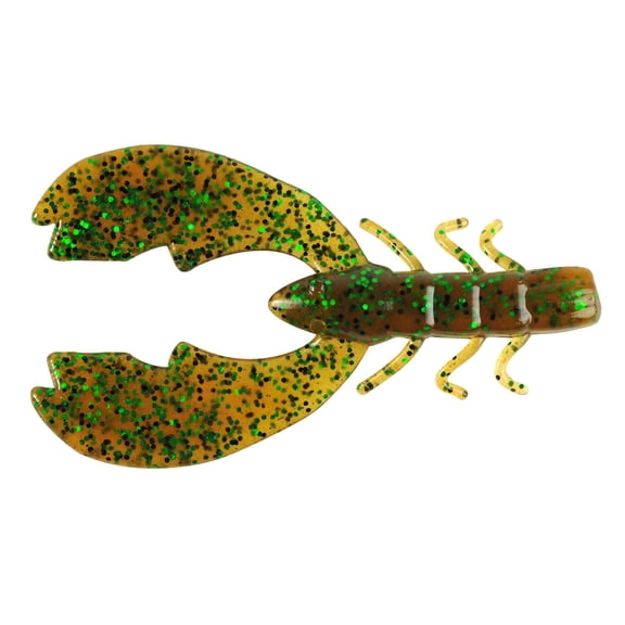 Powerbait Chigger Craw Soft Bait 4" Length, Pmpkin Green Fleck, Per 9 1307368
