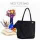 thumbnail image 3 of Bolsas de lona Bolsa de mano reutilizable Bolsa de compras Bolsas de hombro Niñas Mochilas escolares Bolsa de libros para niñas Negro, 3 of 5