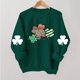 thumbnail image 1 of Herrnalise - Sudadera con estampado de trébol del Día de San Patricio para mujer, sudadera con trébol irlandés, suéter holgado de manga larga, prepárate para la grandeza por menos, 1 of 4