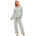 thumbnail image 6 of GEX Cotton Women's Pajamas Set Button-Down Long Short Sleeve Shirt PJ Pants Two-piece Night Suit Sleepwear Loungewear, 6 of 7
