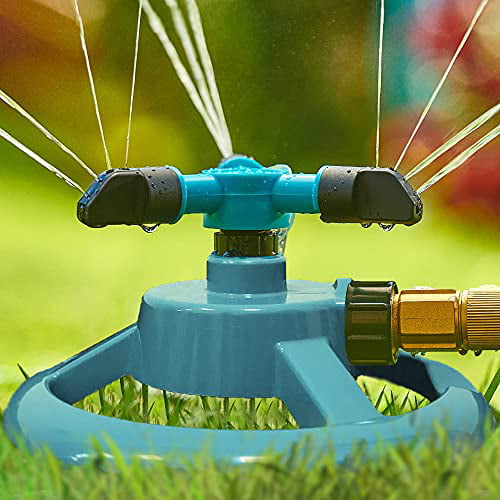 000 Sq Ft Watering System 1pc Lawn Garden Water Sprinkler 360 Rotating Up To 3