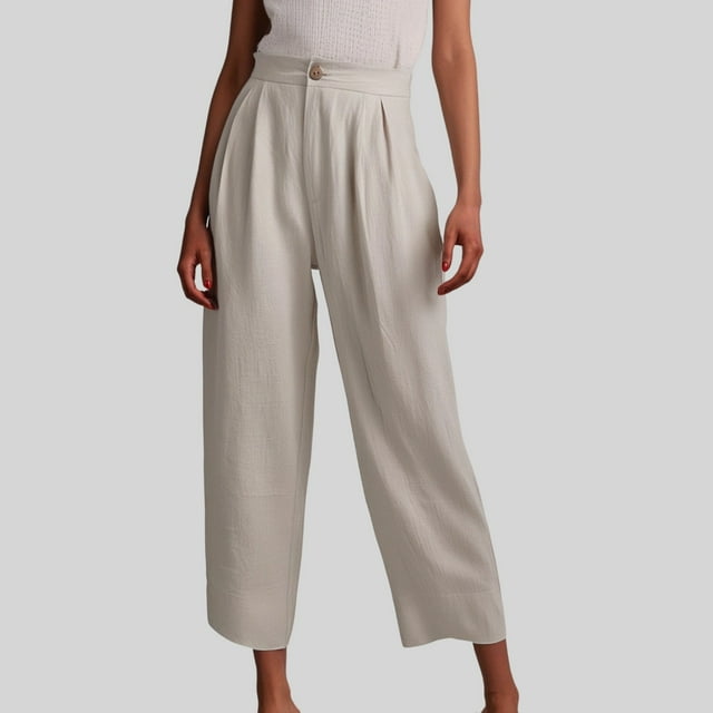 Women's Casual Pants Straight Leg Capri Ankle Length Mid Rise Button Detail for Everyday Comfort and Style in Summer and Fall