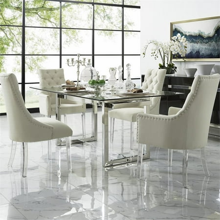 Posh Living Colton Linen Acrylic Leg Dining Chair Set Of 2 Cream White Walmart Canada