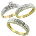 thumbnail image 1 of 10k Yellow Gold Diamond Trio Wedding Ring Set His 5mm & Hers 4.5mm Ladies Size 5, 1 of 2