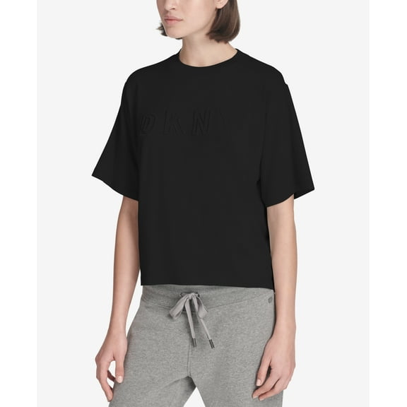 DKNY Womens Sport Logo Top,Black,XS