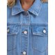 thumbnail image 5 of Chaqueta de mezclilla recortada de manga corta con botones y deshilachada para mujer INSPIRE CHIC, azul claro, XL, 5 of 6