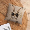 thumbnail image 6 of Modern Sofa Throw Pillow Cover Decorative Outdoor Linen Fabric Pillow Case Rabbit Wearing Leopard Glasses Pillowcase Cute Bunny with Leopard-print Glasses Throw Pillowcases for Sofa Couch 16"x16", 6 of 7