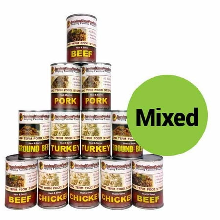 Ground Beer - Survival Cave Canned Mixed Food 2 Cans Each- 28ozPork, Turkey, Beef, Chicken, Ground Beef