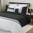 thumbnail image 1 of Emma 7-Piece Duvet Cover Set, Soft Microfiber, Full/Queen, White/Black, 1 of 1