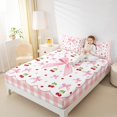 thumbnail image 4 of Manfei Cute Bow Knot Bed Sheets,Sweet Kawaii Cherry King Sheets,Pink White Bowtie Sheet Set For Girls,Ultra Soft Home Decor,4 Pieces, 4 of 7