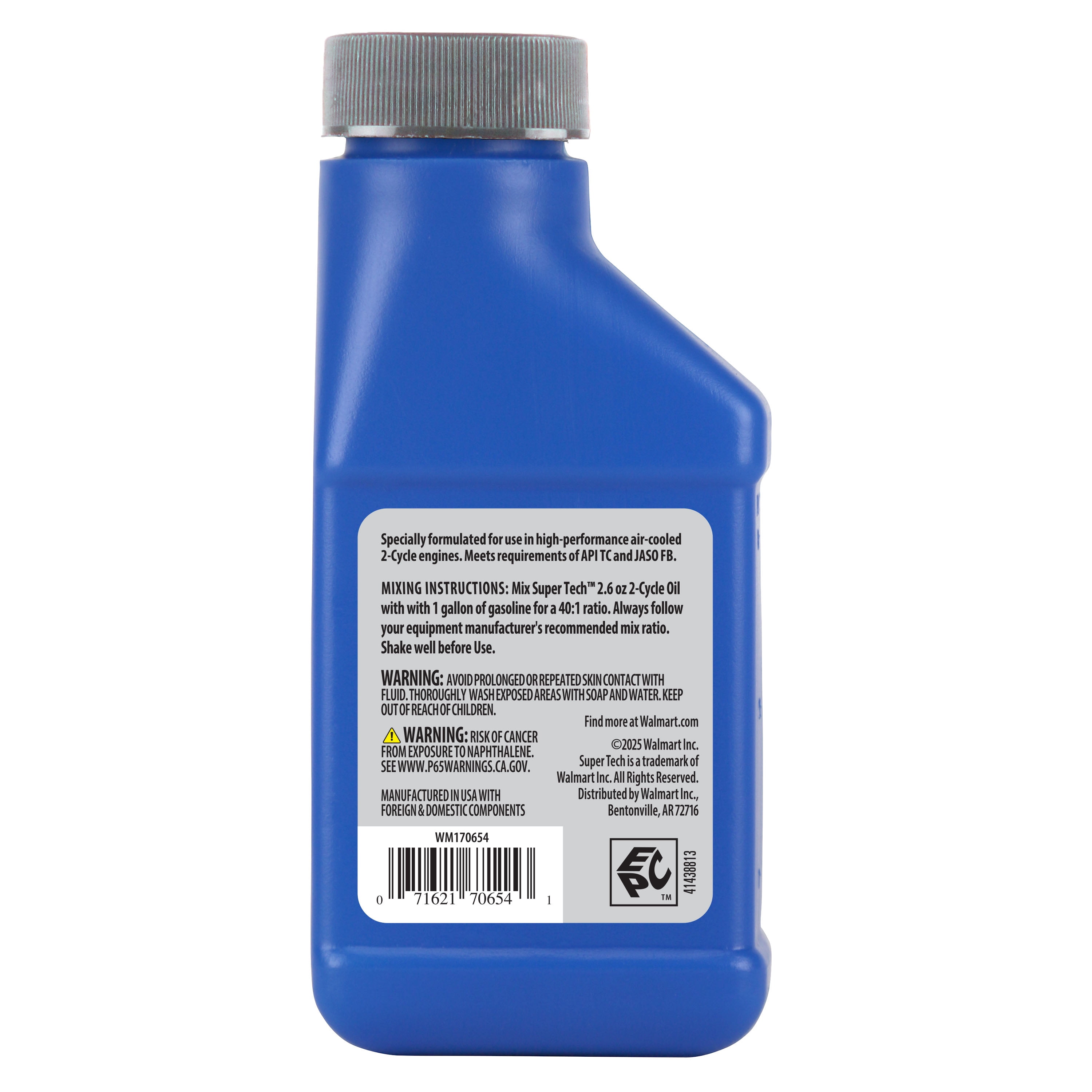 Super Tech Semi Synthetic 2 Cycle Lubricating Oil for Lawn Mowers, Motorcycles, and Trucks - 3.2 oz