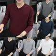 thumbnail image 3 of Mens Long Sleeve T Shirt Tee Ultra Classic Fit V-Neck Top Pullovers Undershirt, 3 of 8