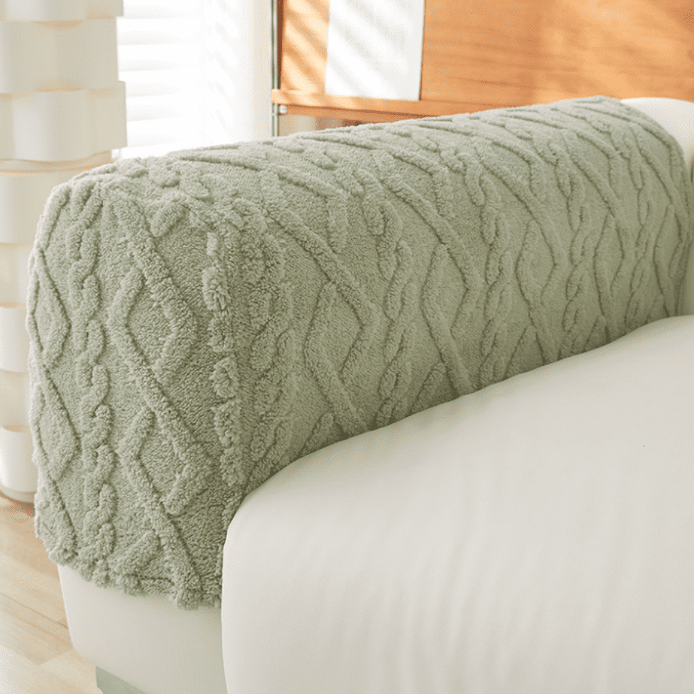 2pcs Couch Arm Covers Arm Chair Covers Stretch Sofa Armrest Protectors with Non-Slip Grip, Machine Washable Plush for Recliner Loveseat Sectional Green