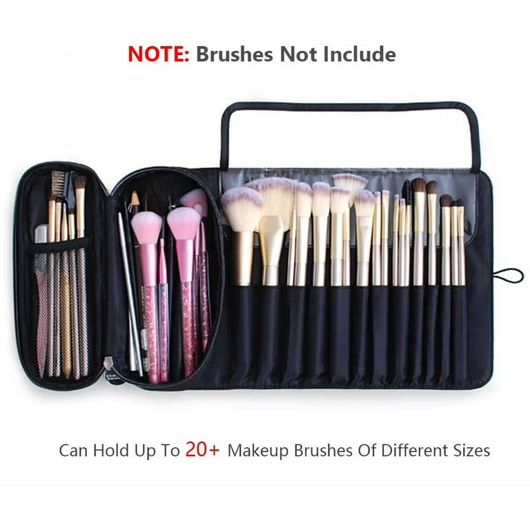 RuiKe Portable Makeup Brush Organizer, Makeup Brush Holder For Travel Hold  20+ Brushes Cosmetic Bag Makeup Brush Roll Up Case Pouch(Only Bag)