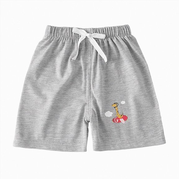 Duqingm Toddler Baby Boy Shorts - Pattern Lightweight Cotton Shorts for Kids Girls Summer Elastic Waist Short Pants Grey,4-5 Years