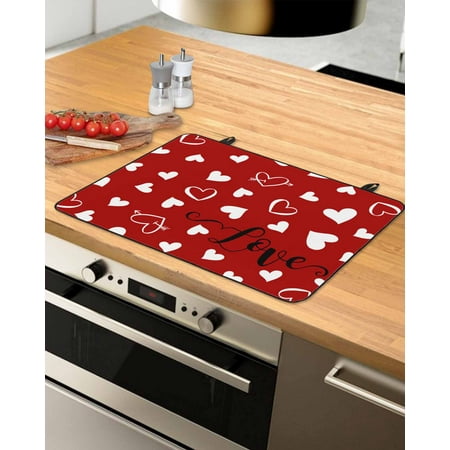 

Red Love Heart Valentine s Day Stove Top Covers for Electric Stove Heat Insulation Fireproof Glass Cooktop Cover Counter Top Glass Stove Cover for Prevent Scratches 31 x24 Love Watercolor