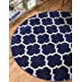 thumbnail image 3 of Unique Loom 3121501 Moroccan Lattice Round Rug, 12' 2", Navy Blue/Beige, 3 of 10