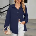 thumbnail image 3 of Women's long-sleeved collared blouse with textured collar, workwear style, and pockets. rose red XXL, 3 of 4